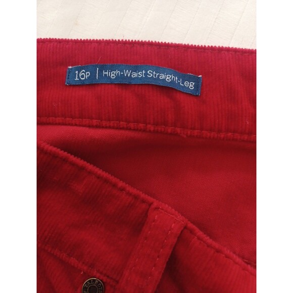 Talbots red corduroy pants 16Petite high rise straight 5-pocket Christmas classi - Picture 6 of 12